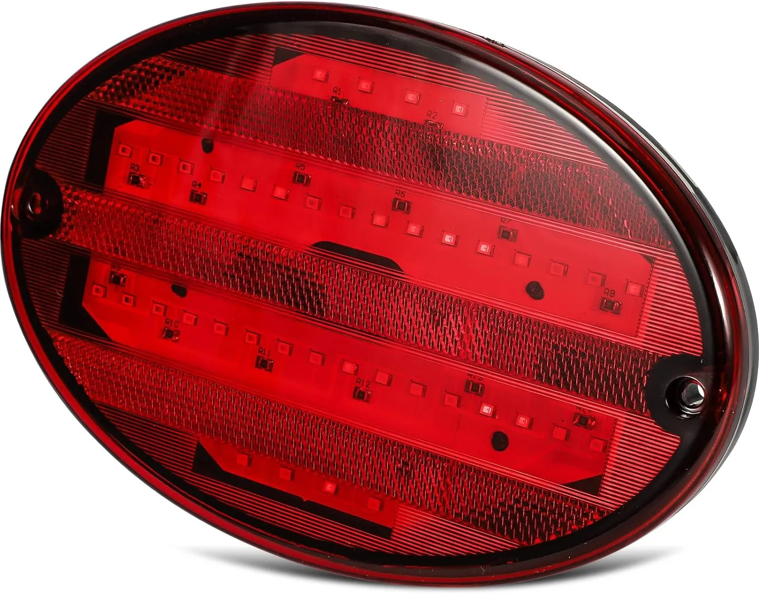 Partsam 2Pcs 8.5" Oval Led Tail Lights 40LED Red for Trailer RV Motorhome Airstream Oval Led Stop Turn Tail Lights Surface Mount Taillights Replacement Lights IP68 Submersible w/Mounting Gaskets