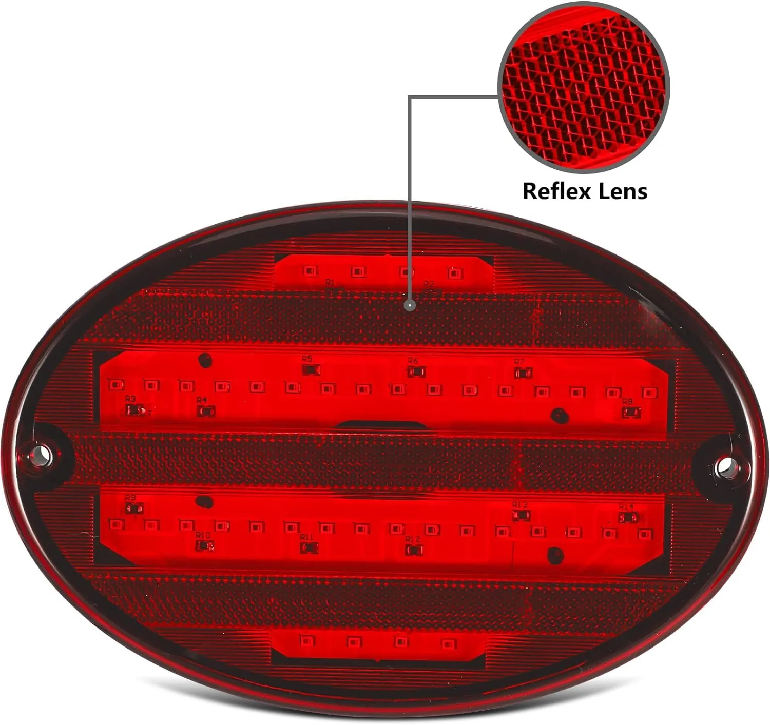 Partsam 2Pcs 8.5" Oval Led Tail Lights 40LED Red for Trailer RV Motorhome Airstream Oval Led Stop Turn Tail Lights Surface Mount Taillights Replacement Lights IP68 Submersible w/Mounting Gaskets