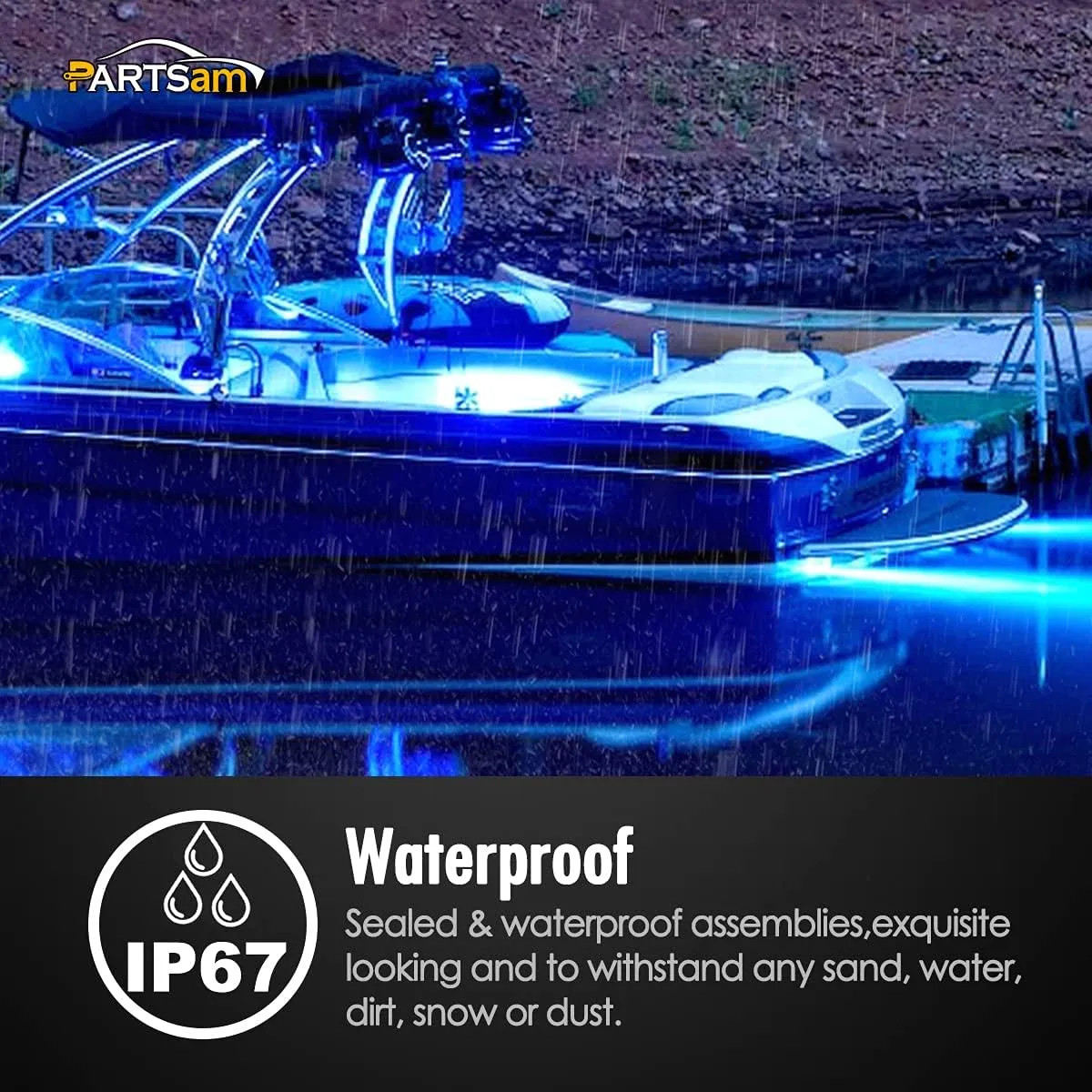 Partsam 2pcs Blue 30 LED 8 inch Utility Strip Light Bar, Trailer Truck Marker Light, 12V Low Current Draw, Slim Line Boat Marine Led Lights, Surface Mount