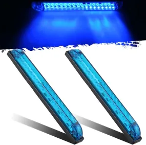Partsam 2pcs Blue 30 LED 8 inch Utility Strip Light Bar, Trailer Truck Marker Light, 12V Low Current Draw, Slim Line Boat Marine Led Lights, Surface Mount