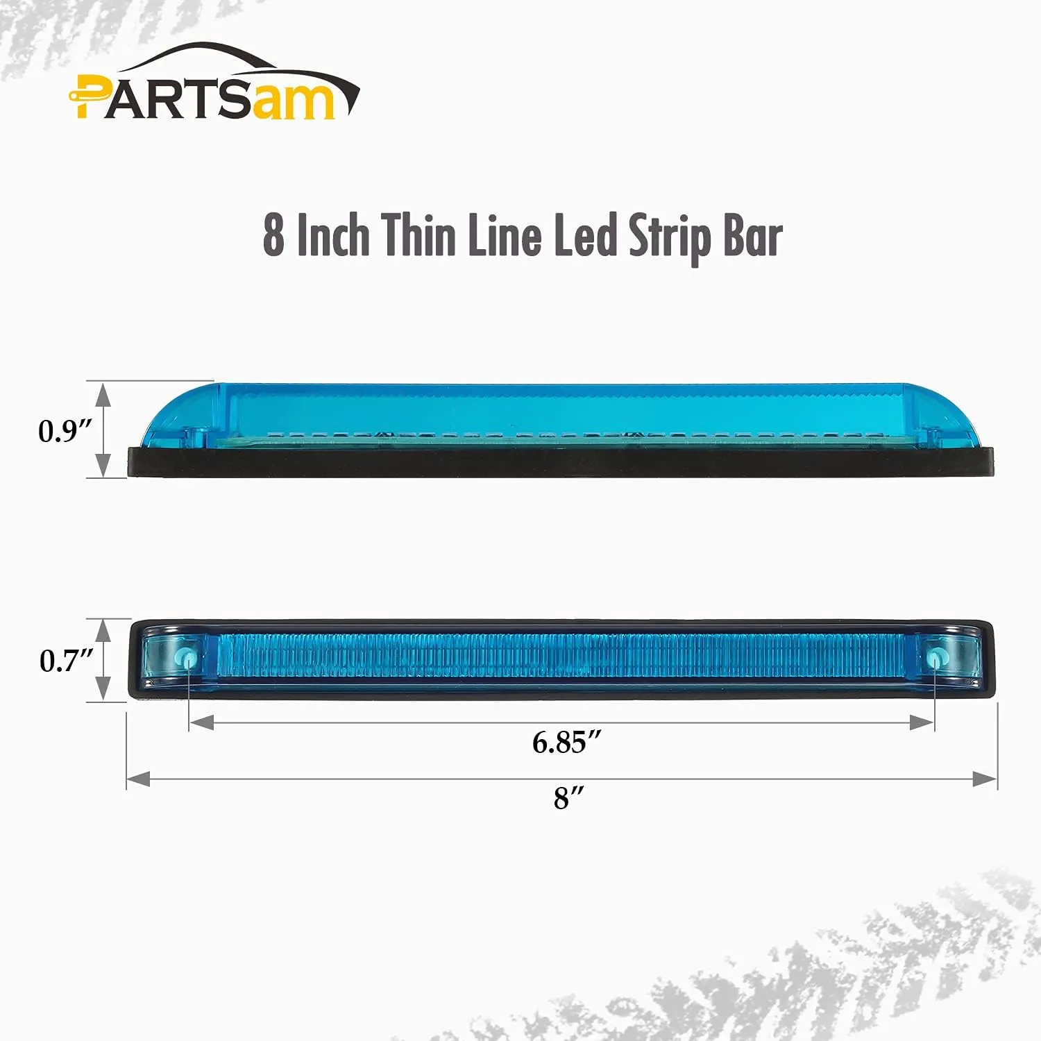 Partsam 2pcs Blue 30 LED 8 inch Utility Strip Light Bar, Trailer Truck Marker Light, 12V Low Current Draw, Slim Line Boat Marine Led Lights, Surface Mount