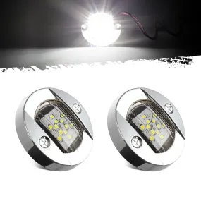 Partsam 3" Round Chrome Boat Marine LED Transom Mount Stern Lights