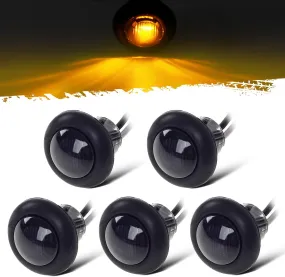 Partsam 5x 3/4" Mini Smoke Lens Amber LED Clearance Side Marker Light Trun Signal Truck Trailer RV Camper Pickup Car Grille Lights Flush Mount Waterproof 12V