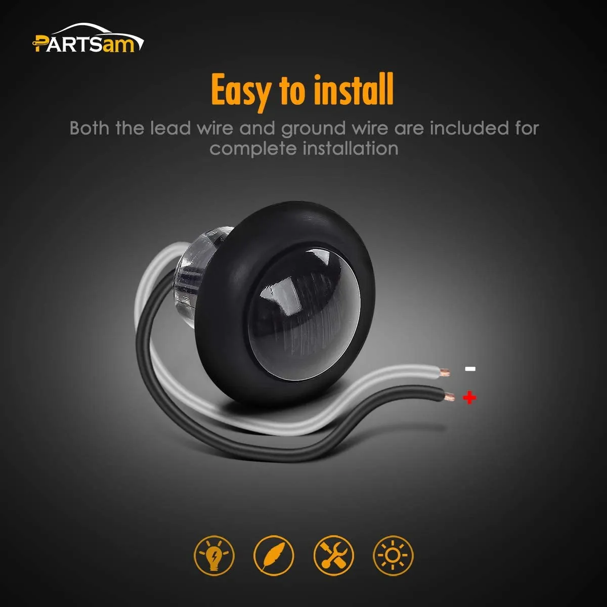 Partsam 5x 3/4" Mini Smoke Lens Amber LED Clearance Side Marker Light Trun Signal Truck Trailer RV Camper Pickup Car Grille Lights Flush Mount Waterproof 12V