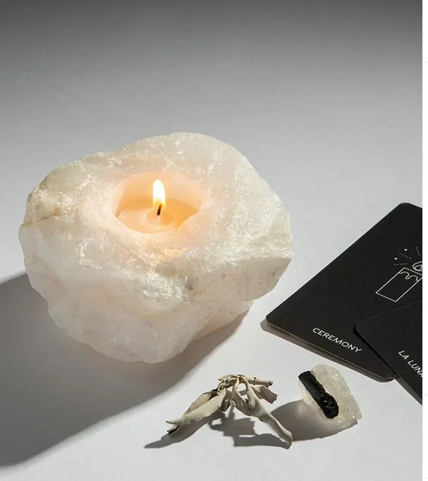 Quartz Crystal Candle Holder