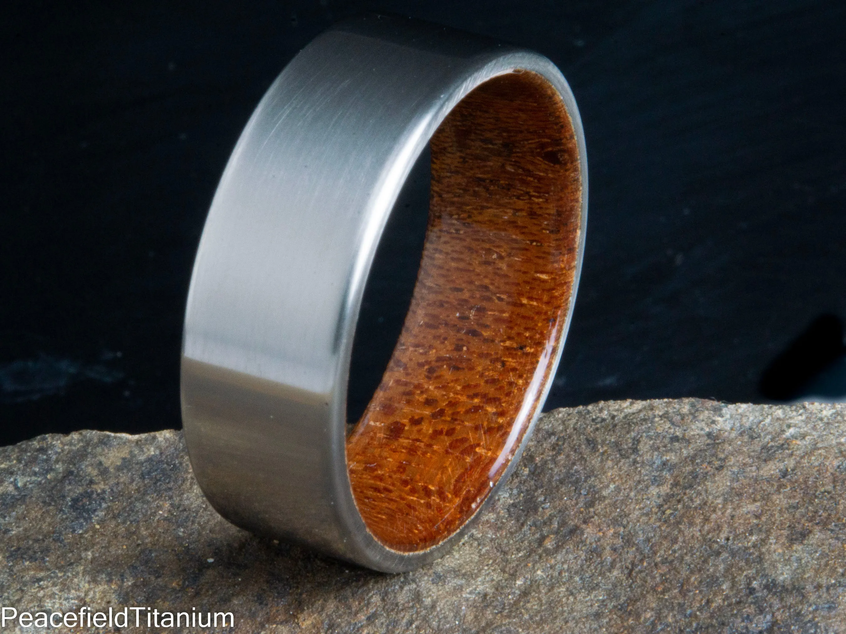 "The Pagosa" Men's Mahogany wood and Titanium ring