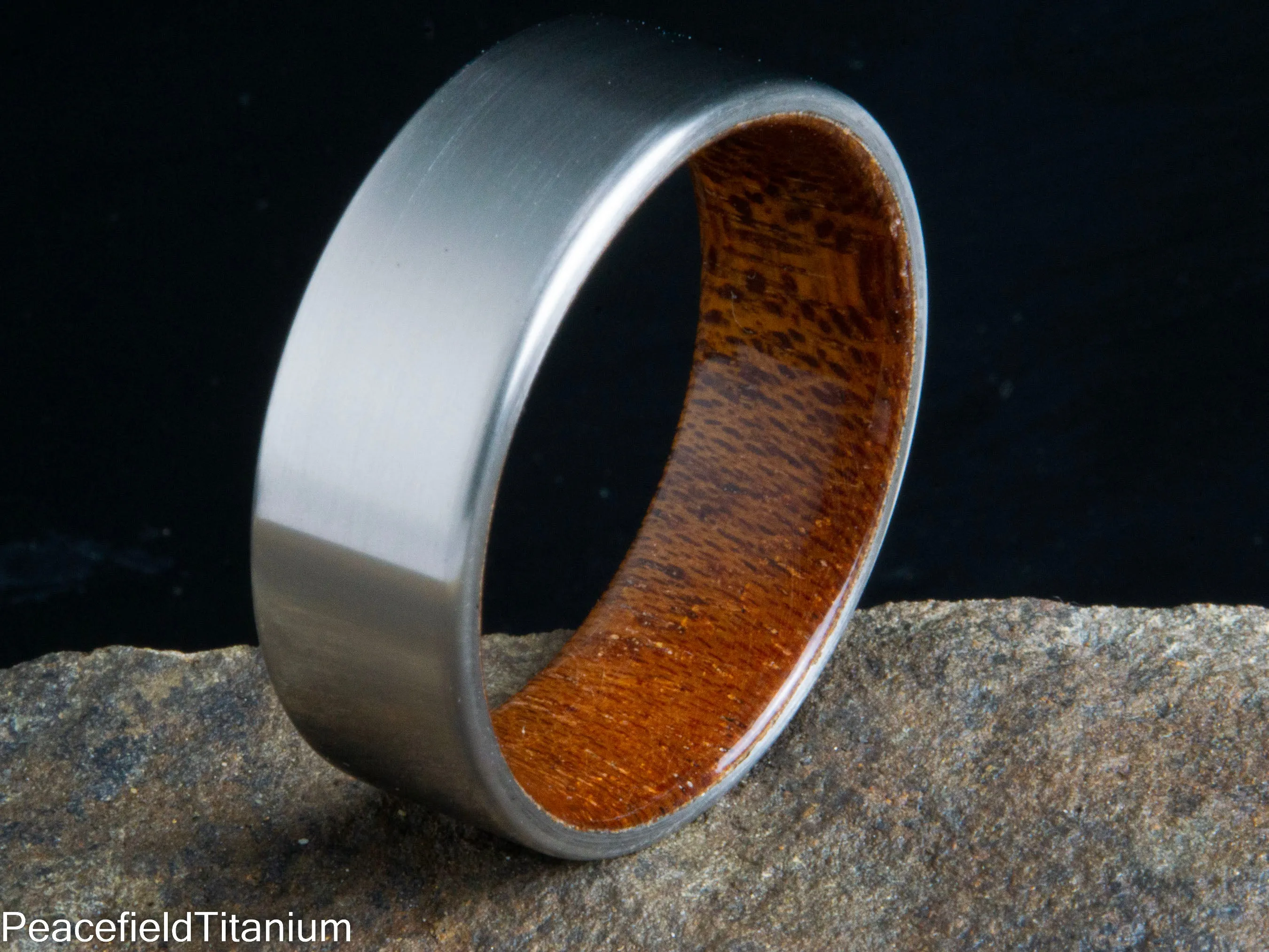 "The Pagosa" Men's Mahogany wood and Titanium ring