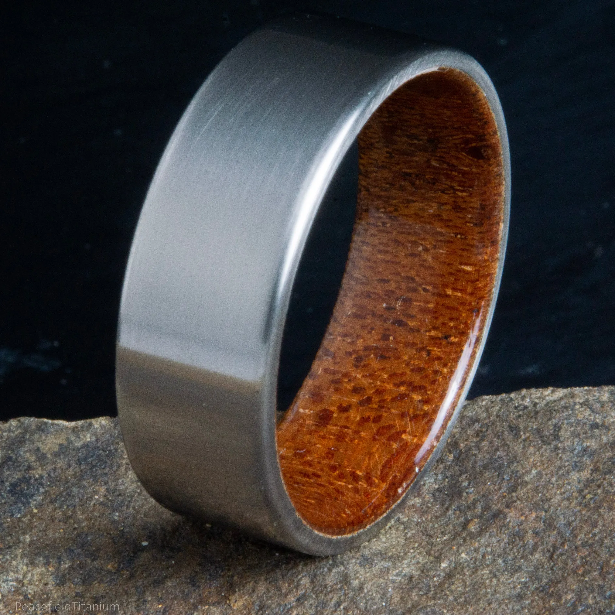 "The Pagosa" Men's Mahogany wood and Titanium ring