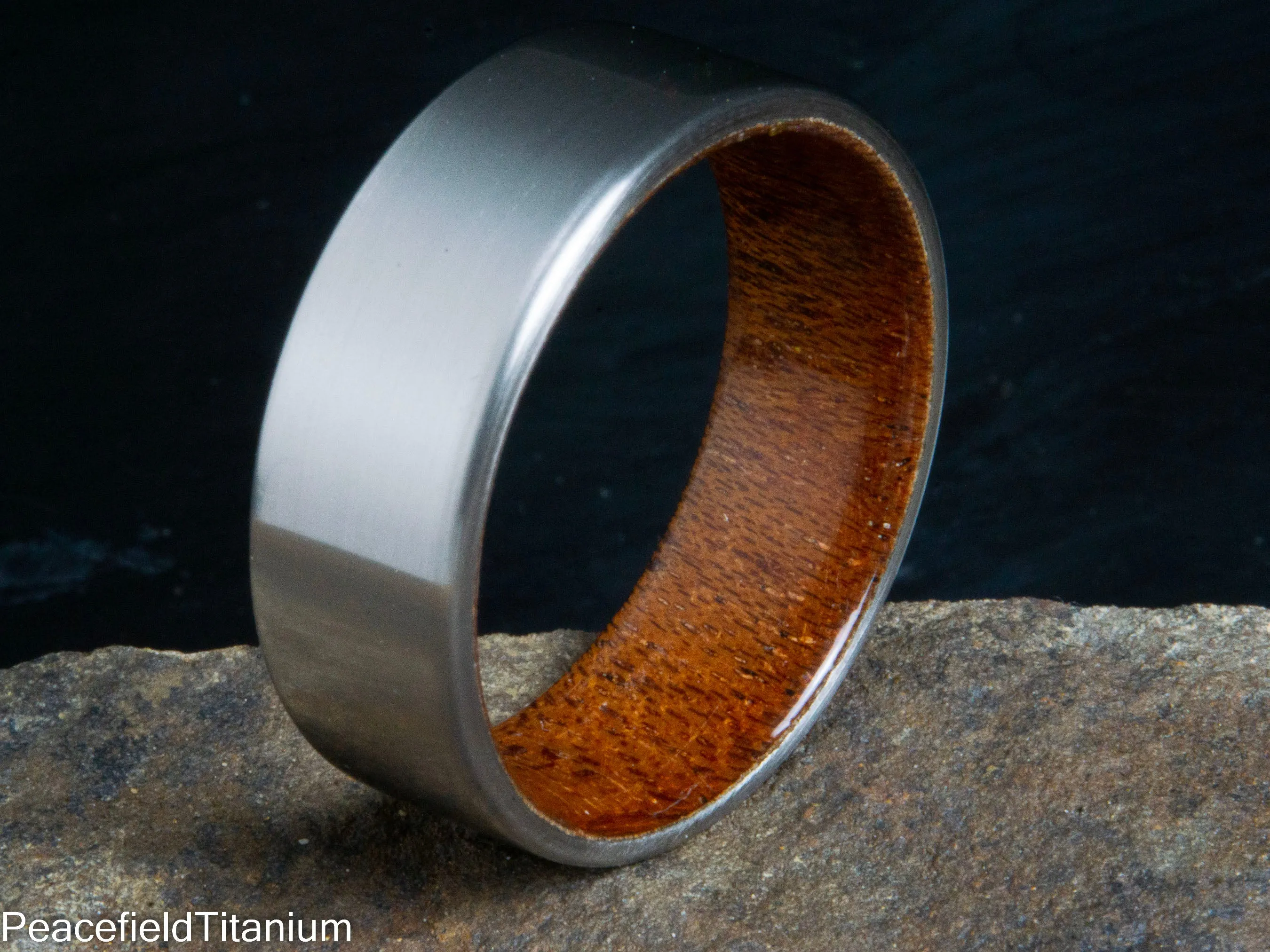 "The Pagosa" Men's Mahogany wood and Titanium ring