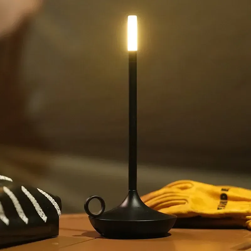 Rechargeable Candle Table Lamp - Modern Dimmable Light for Bedroom & Camping