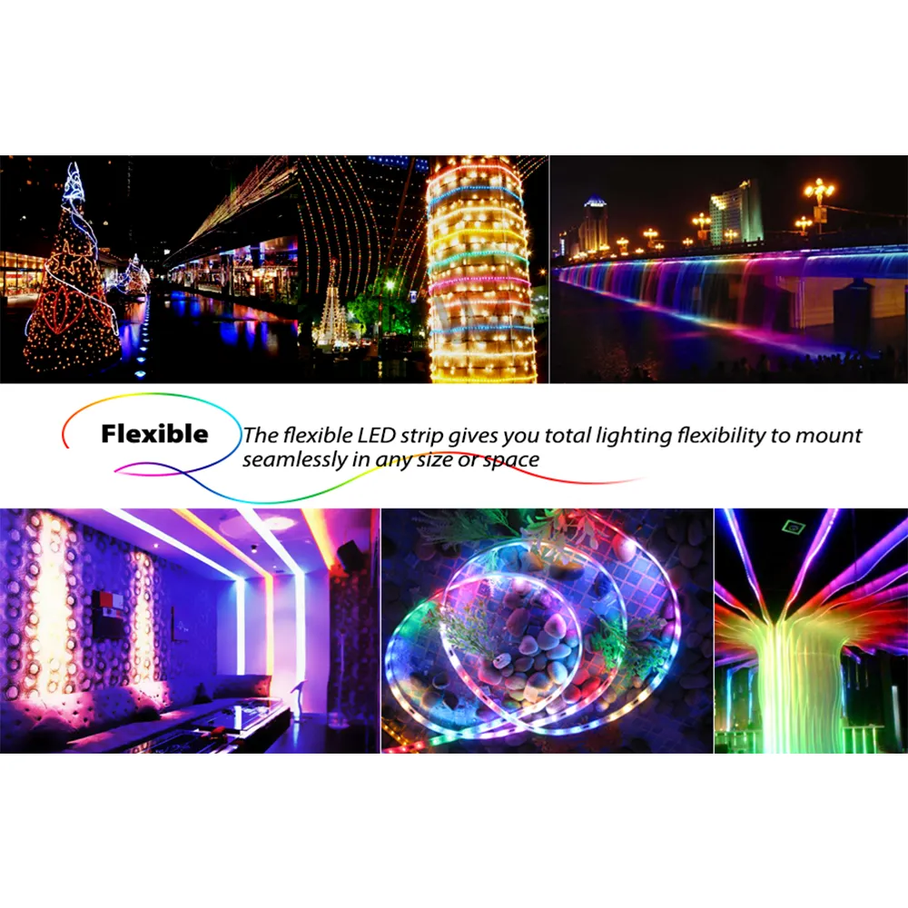 RGB LED Color Chasing Tape Light Kit 12V DC 16 ft Reel