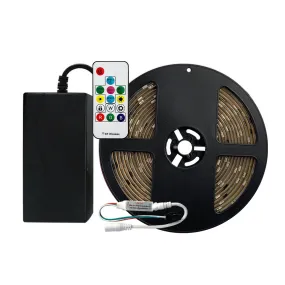 RGB LED Color Chasing Tape Light Kit 12V DC 16 ft Reel