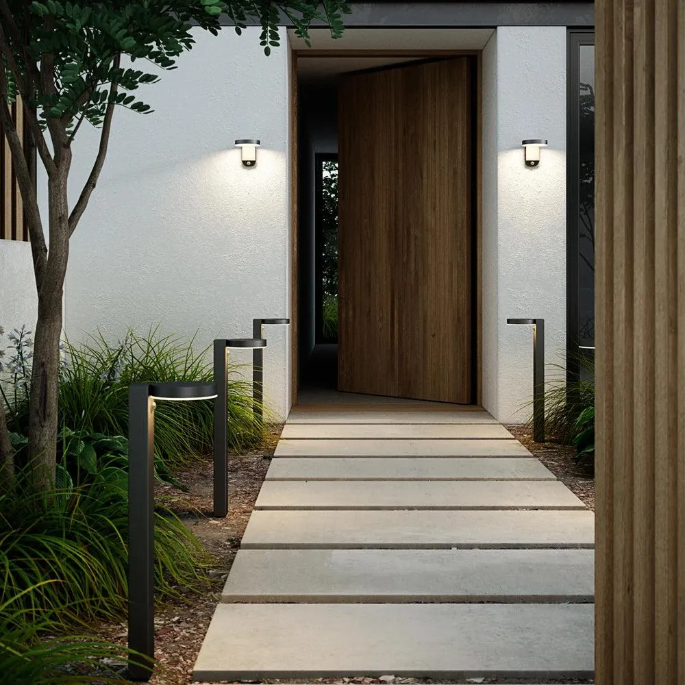 Rica Round Solar LED Garden Light in Black with Sensor