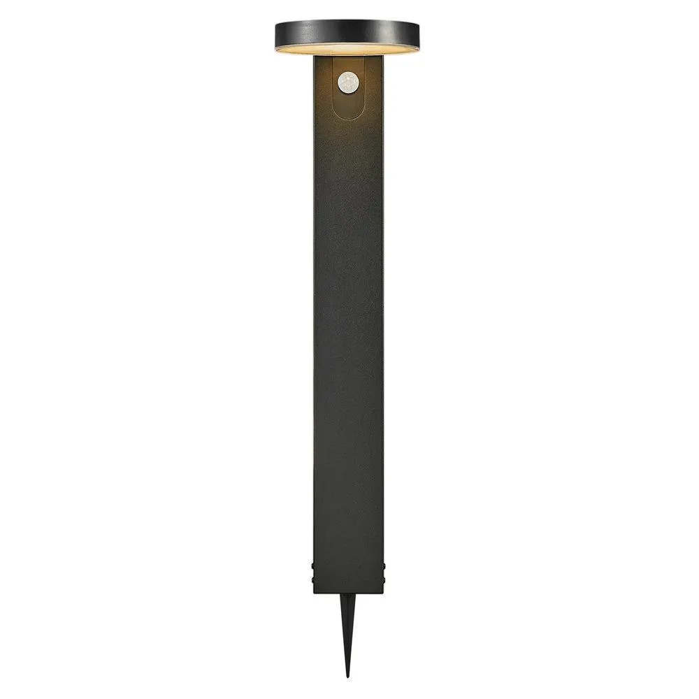 Rica Round Solar LED Garden Light in Black with Sensor