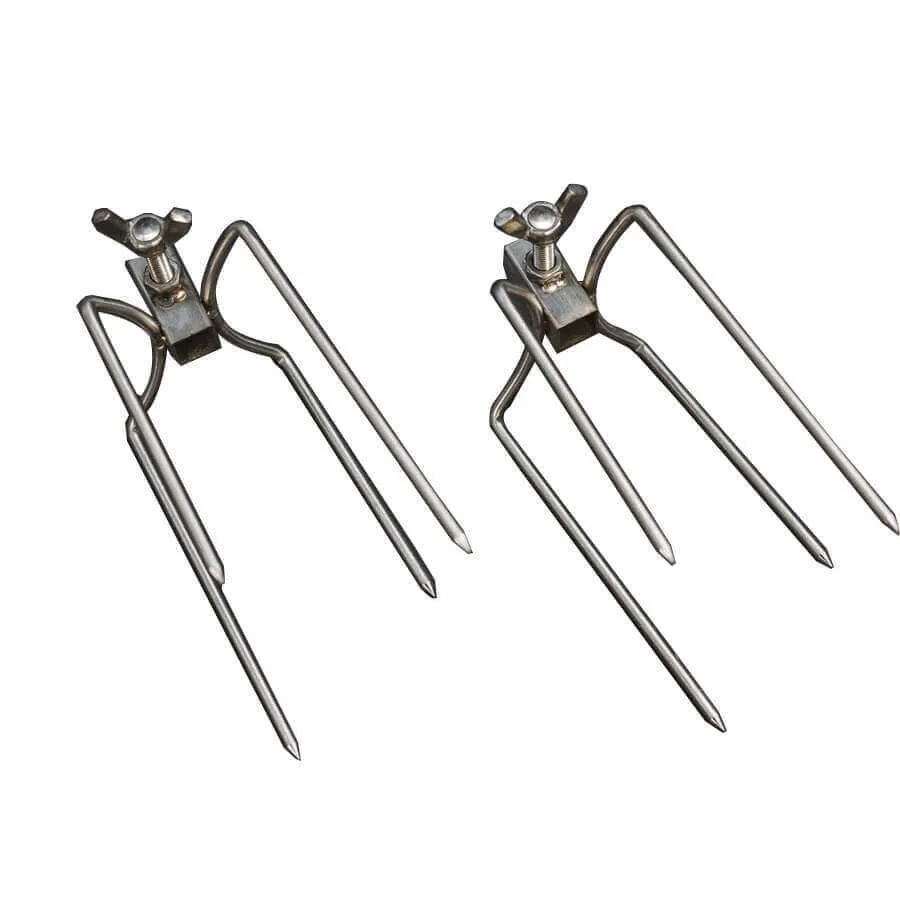 Rotisserie Prong Kit for Cooking 2 Chickens - 10mm Square - Flaming Coals