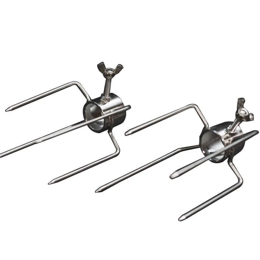 Rotisserie Prong Kit for Cooking 2 Chickens - 10mm Square - Flaming Coals