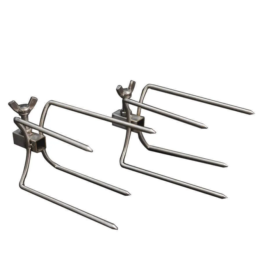 Rotisserie Prong Kit for Cooking 2 Chickens - 10mm Square - Flaming Coals