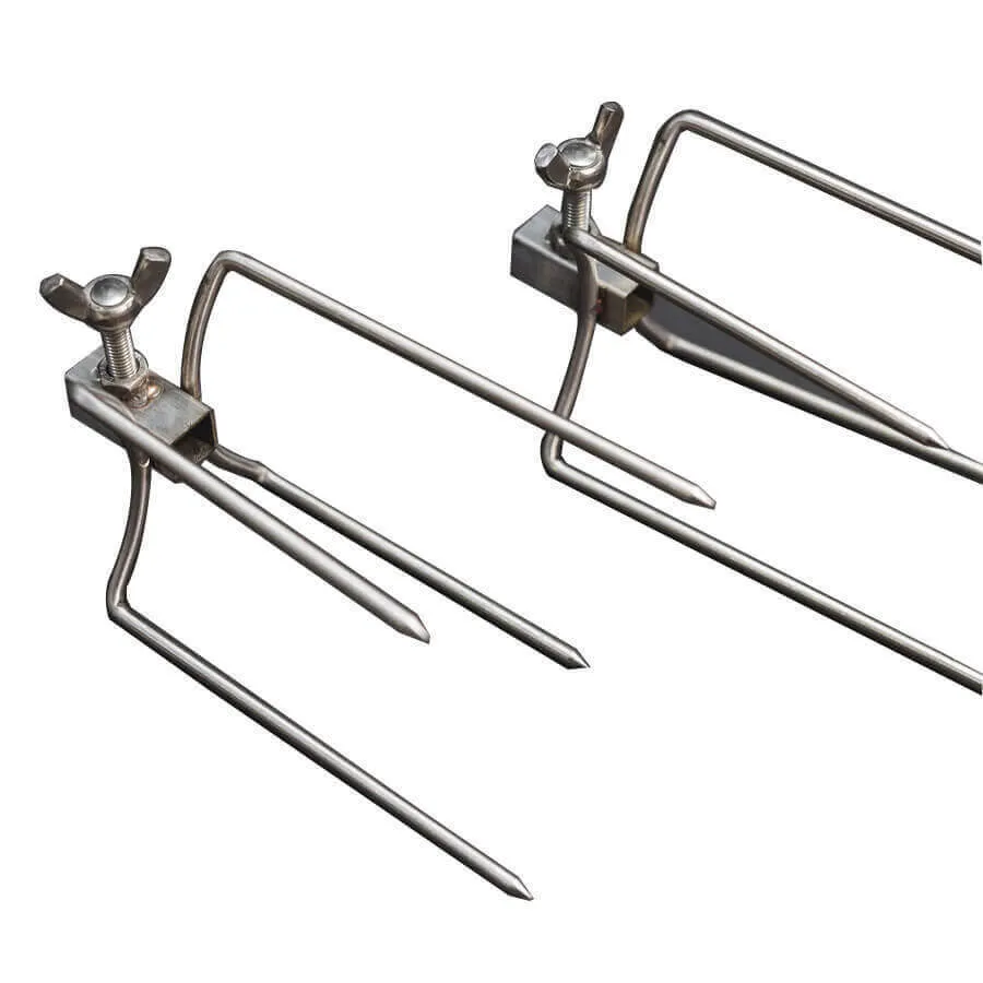 Rotisserie Prong Kit for Cooking 2 Chickens - 10mm Square - Flaming Coals
