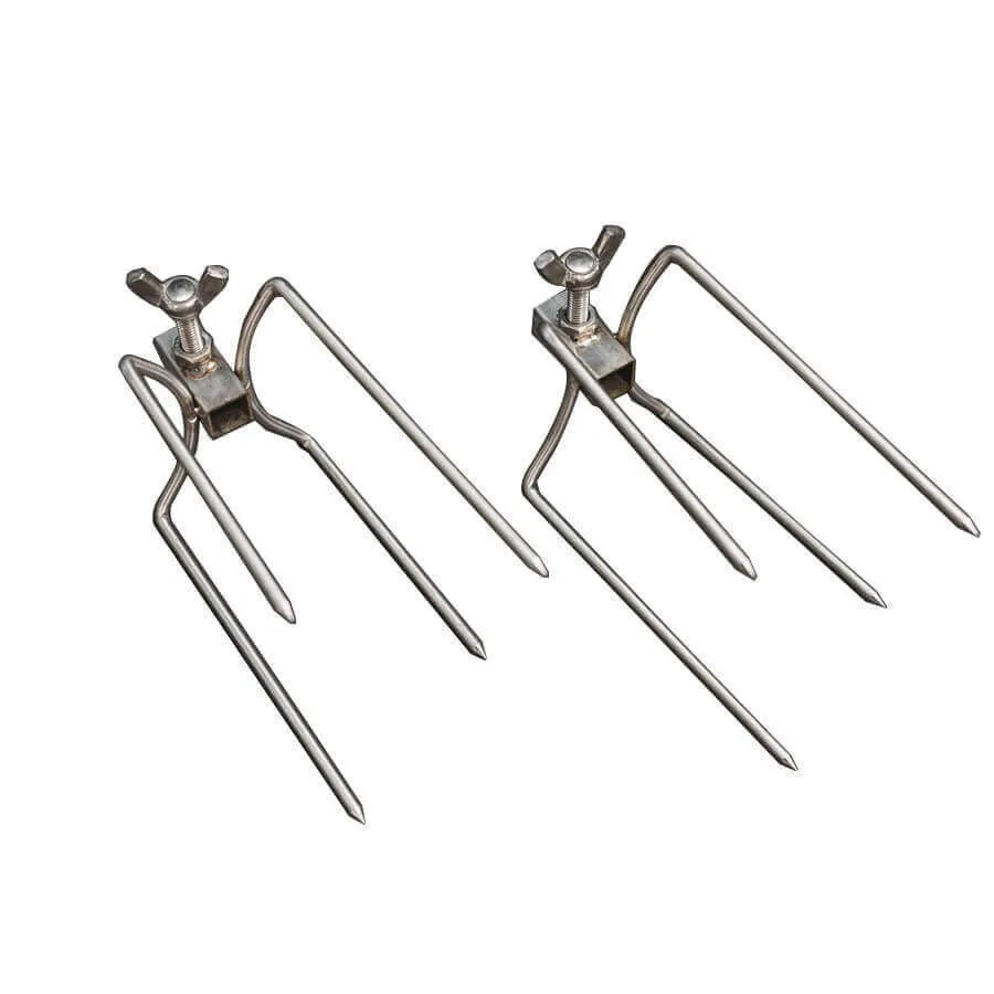 Rotisserie Prong Kit for Cooking 2 Chickens - 10mm Square - Flaming Coals