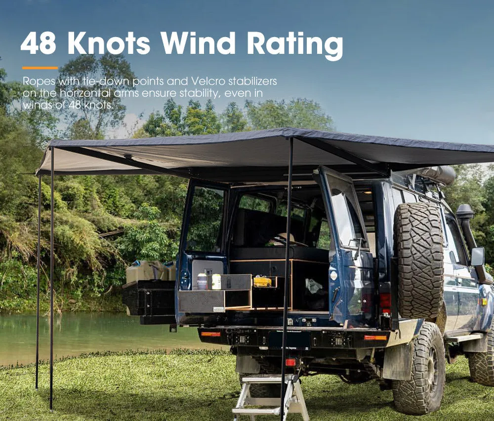 San Hima 180 Degree Free-Standing Awning 600D Double-Ripstop Oxford UPF50 