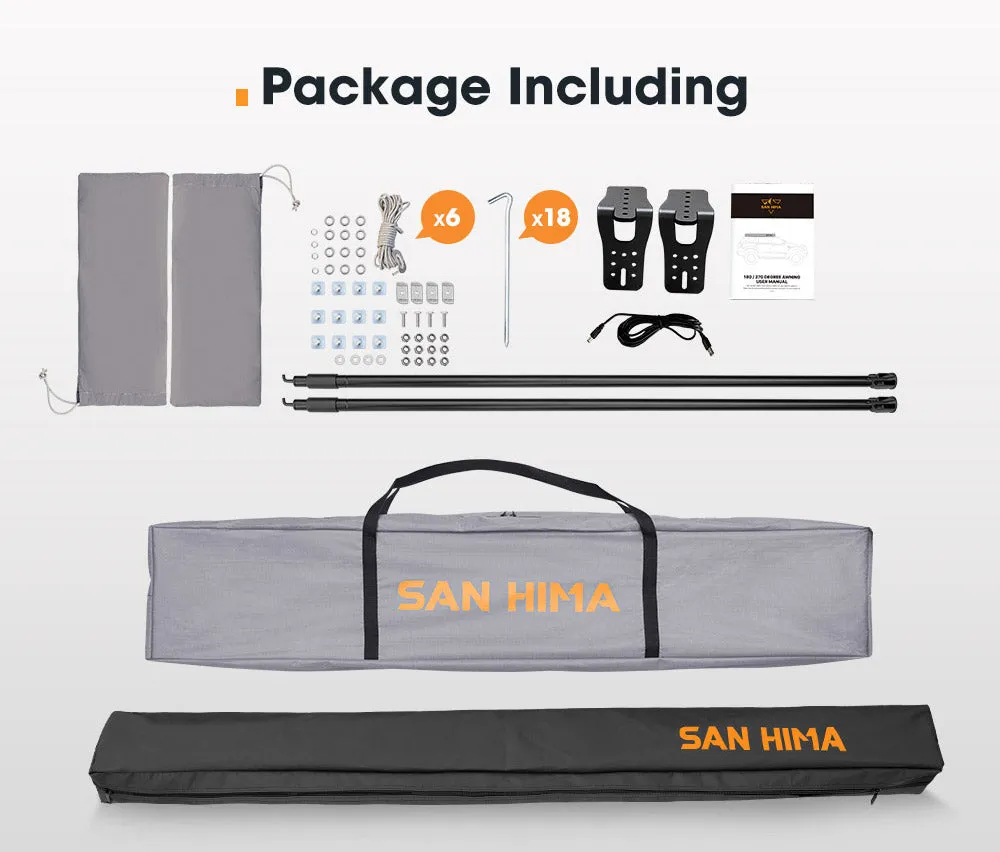 San Hima 180 Degree Free-Standing Awning 600D Double-Ripstop Oxford UPF50 