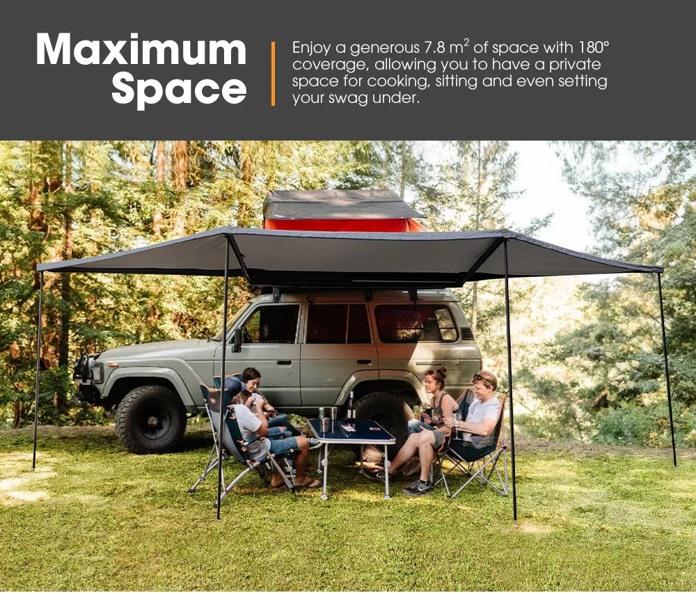 San Hima 180 Degree Free-Standing Awning 600D Double-Ripstop Oxford UPF50 