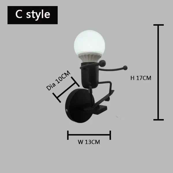 simplicity matchstick man Cartoon wall light Children's room kitchen dining room bed room foyer study balcony aisle Wall Lamp