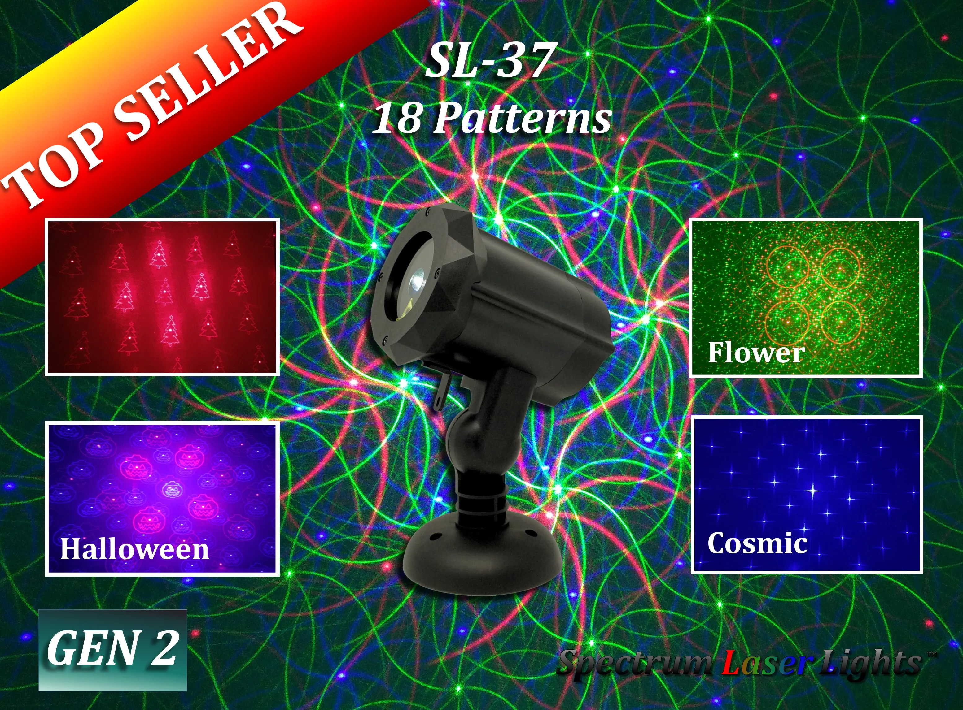 SL-37 - RGB Moving 18 Pattern Laser Christmas Light -2nd GEN v2