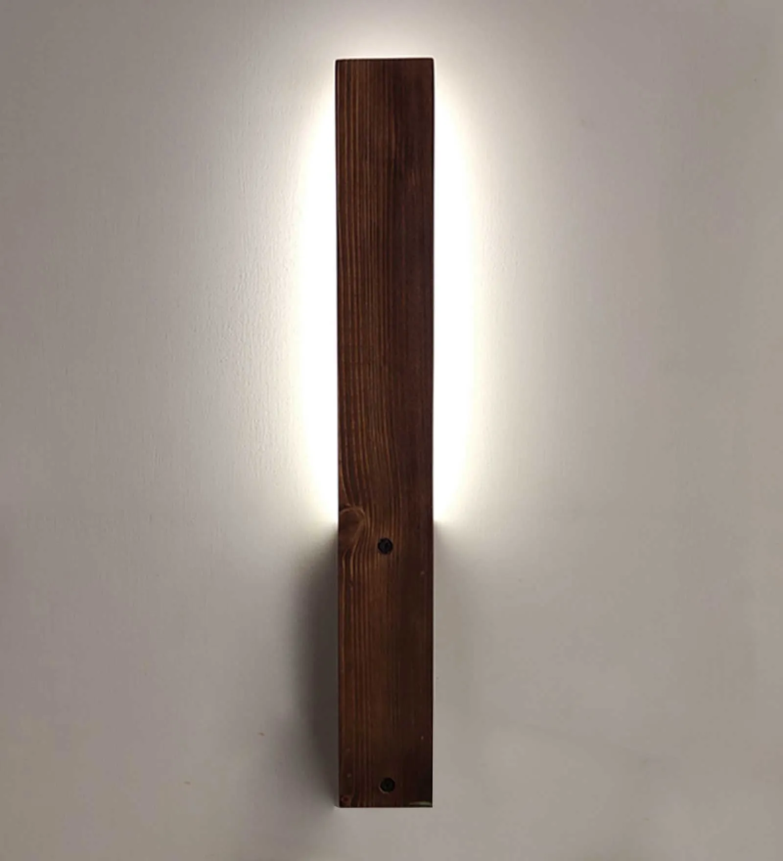 Slimline Brown Wooden LED Wall Light