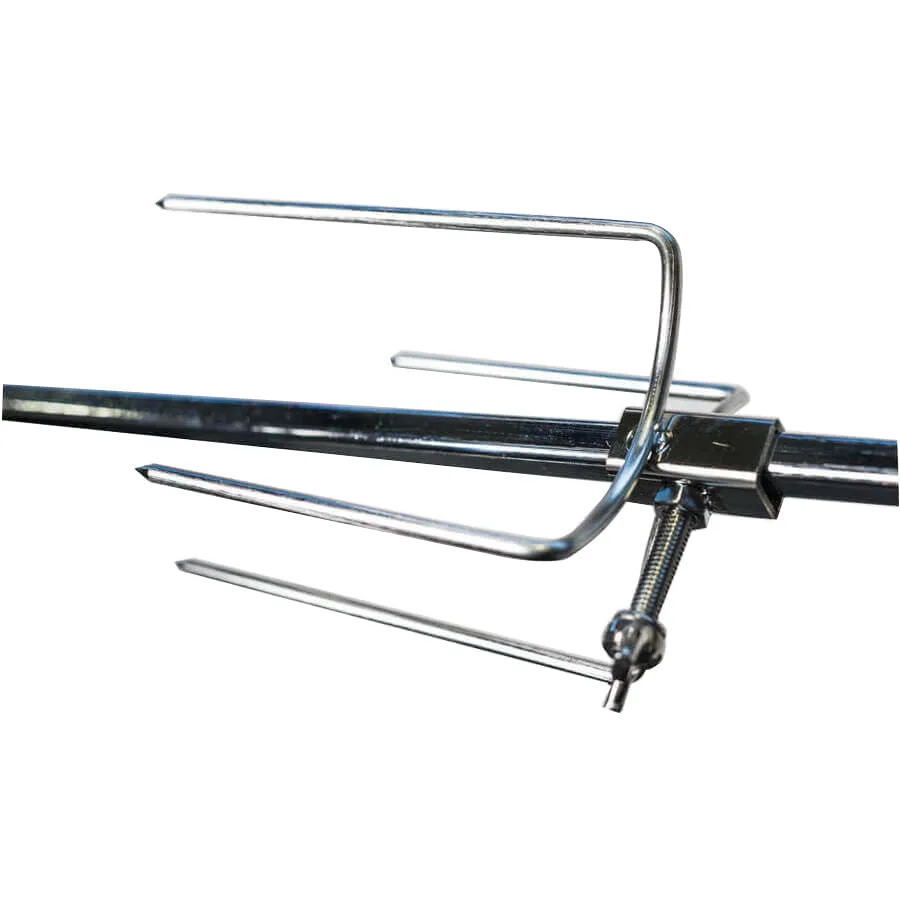 Small 4 Prong Rotisserie Fork for Chicken - 10mm square x 2 - Flaming Coals