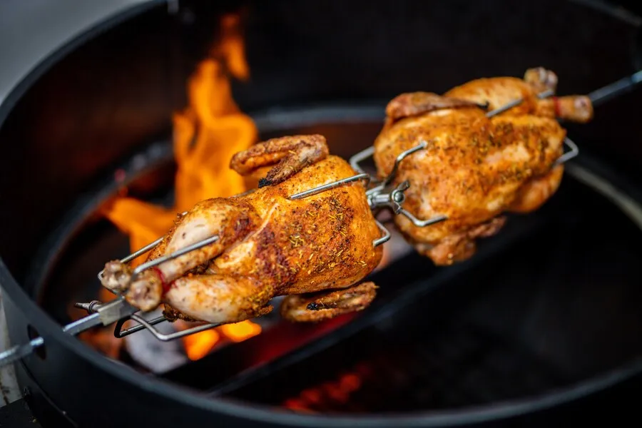 Small 4 Prong Rotisserie Fork for Chicken - 10mm square x 2 - Flaming Coals