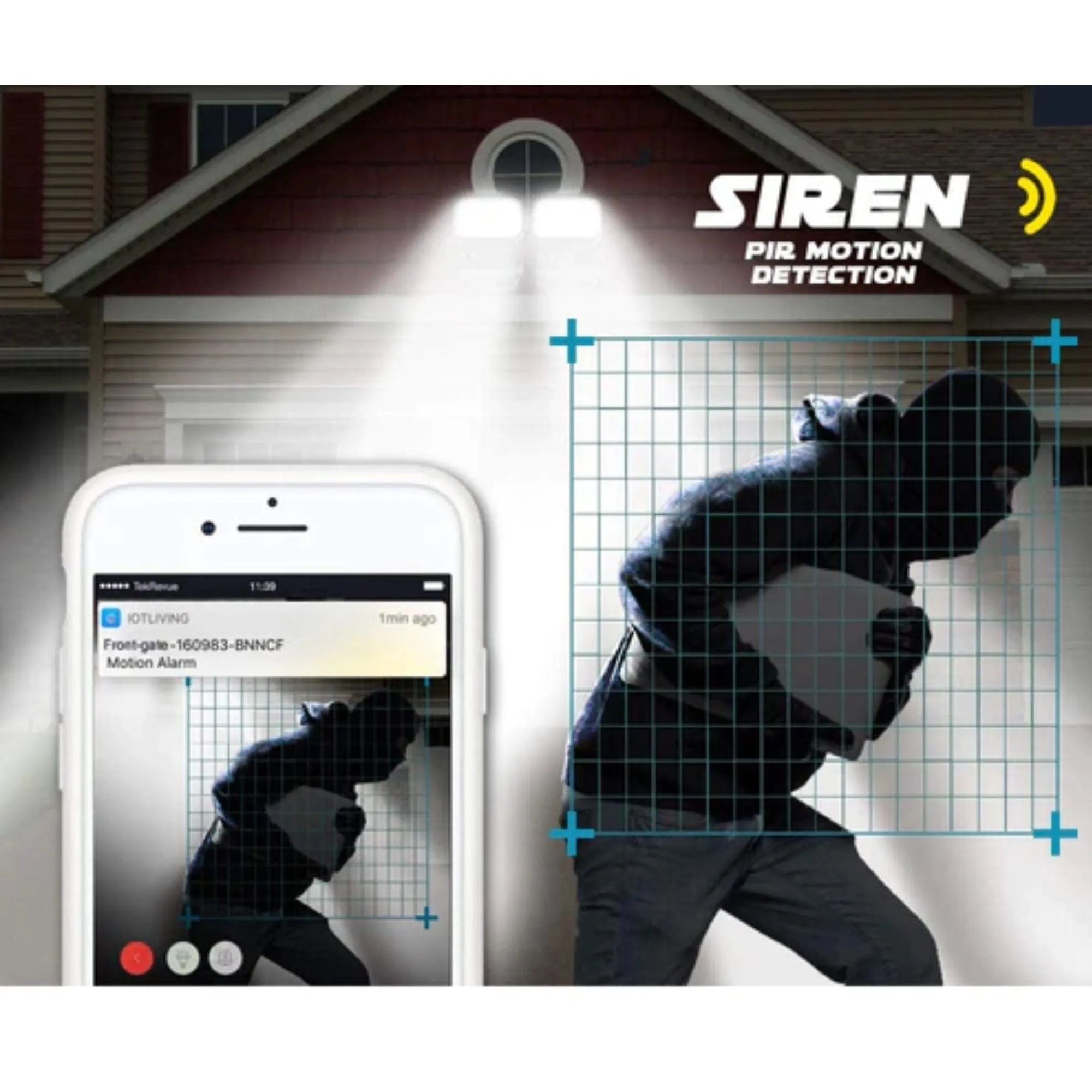 Smart Floodlight with 1080P HD Wi-Fi Camera with Night Vision