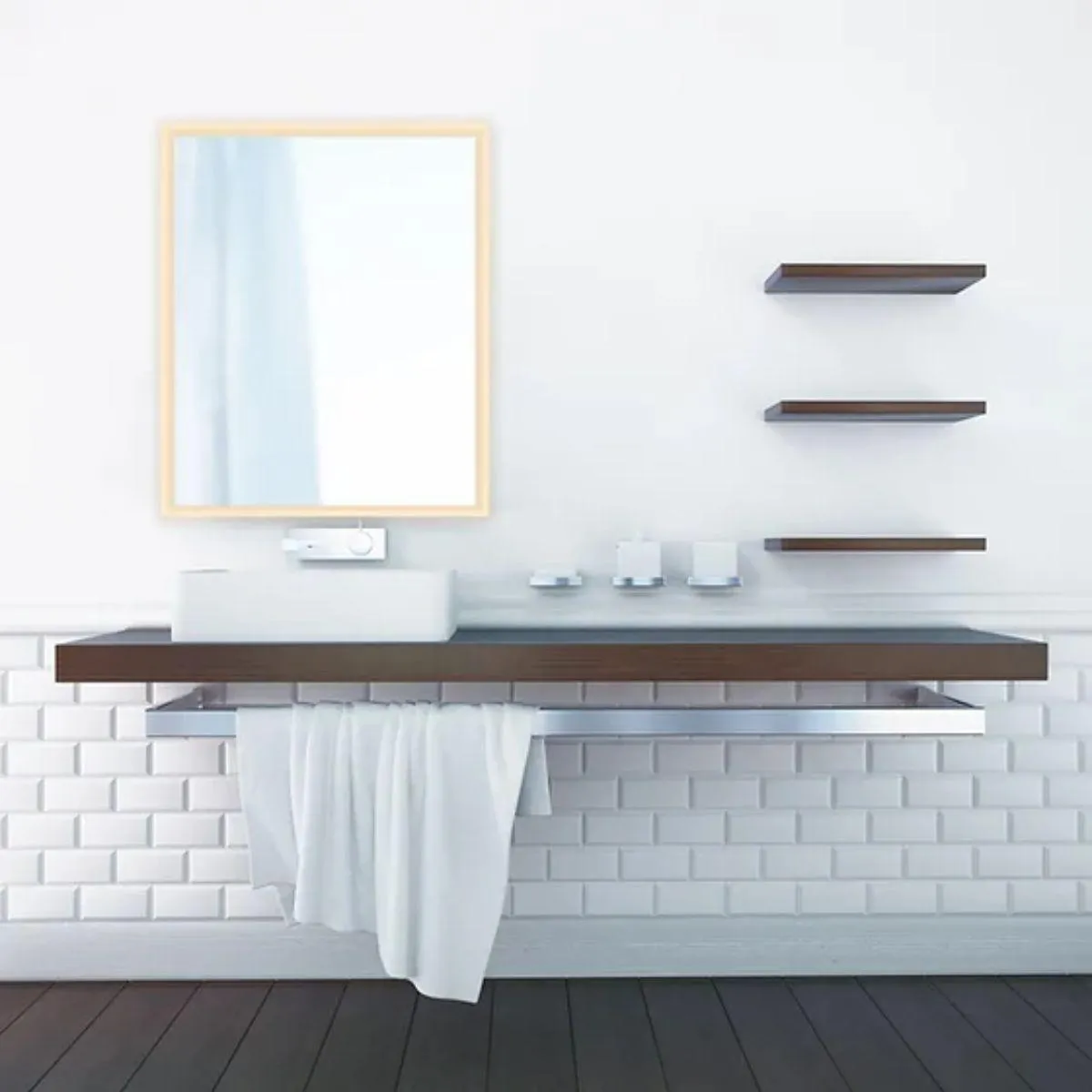 Solar 30 in. x 36 in. LED Wall Mirror with Sensor