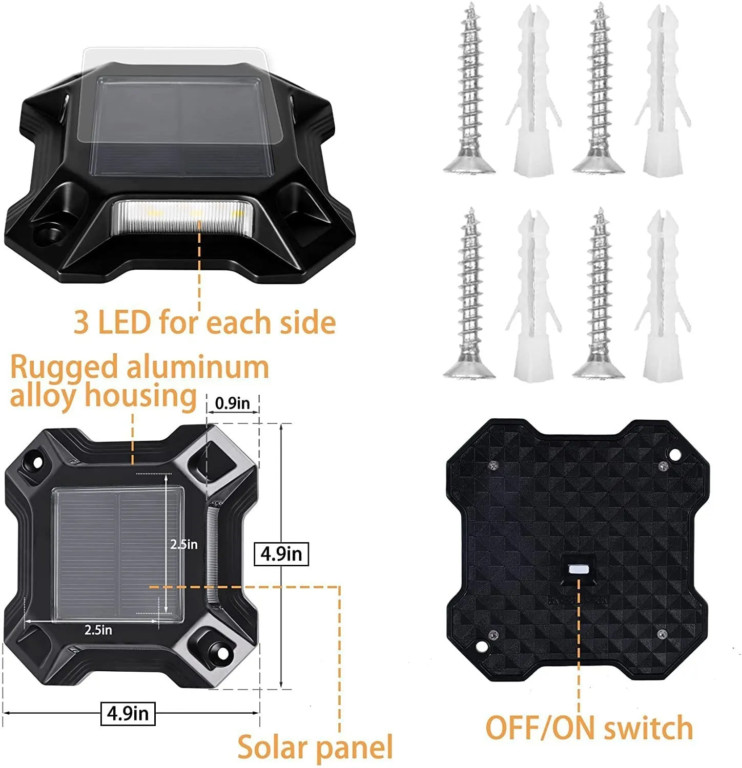Solar Deck Lights Outdoor Lawn Light Good Brightness,Deck Lights for Driveway Dock Sidewalk Garden Step