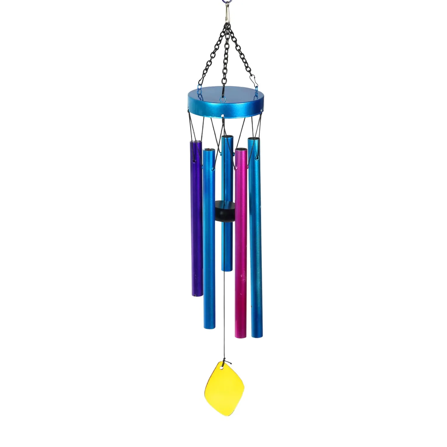 Solar Double Spinner Colorful Metal Butterfly Wind Chime, 14 by 42 Inches