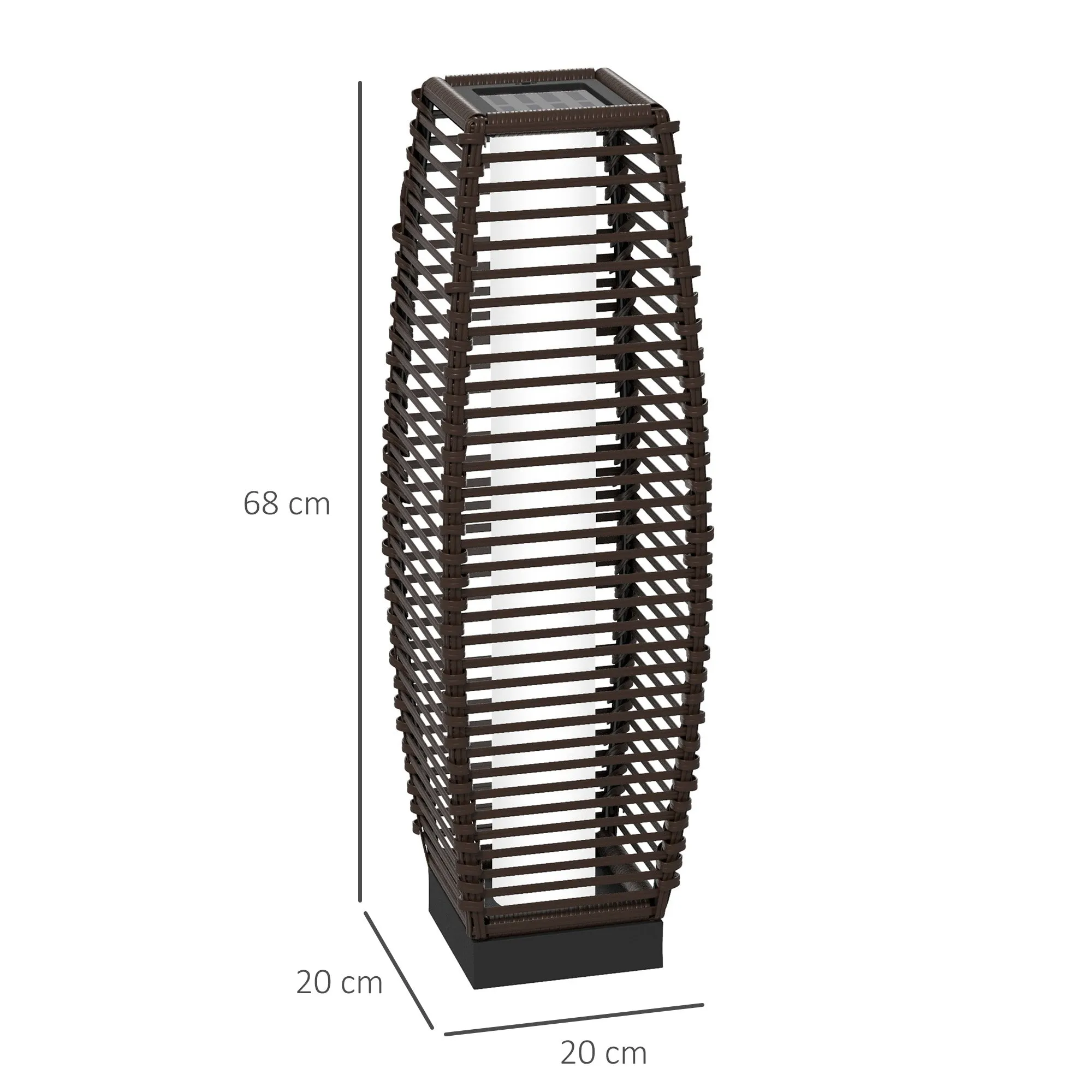Solar Floor Lamp, Outdoor Garden Lantern Pathway & Decorative Lighting w/ Auto On/Off LED Lights, IP44, for Porch, Yard, Brown