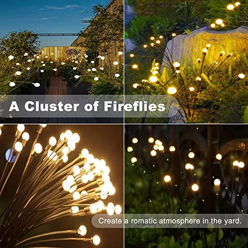 Solar Garden Lights- New Upgraded 8 LED Solar Swaying Lights, Solar Powered Firefly Lights Waterproof, Solar Outdoor Lights Vibrant Garden Lights for Yard Patio Pathway Decoration, 4 Pack(Warm White)