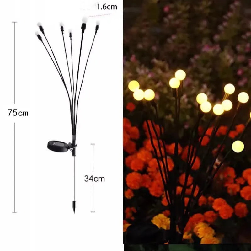 Solar Garden Lights - New Upgraded Solar Swaying Light, Sway by Wind, Solar Outdoor Lights, Yard Patio Pathway Decoration, High Flexibility Iron Wire & Heavy Bulb Base, Warm White