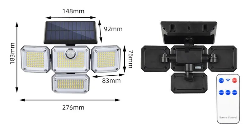 Solar LED Wall Lights Outdoor Split Motion Sensor Light 4 Heads 3 Modes Solar Lamp |