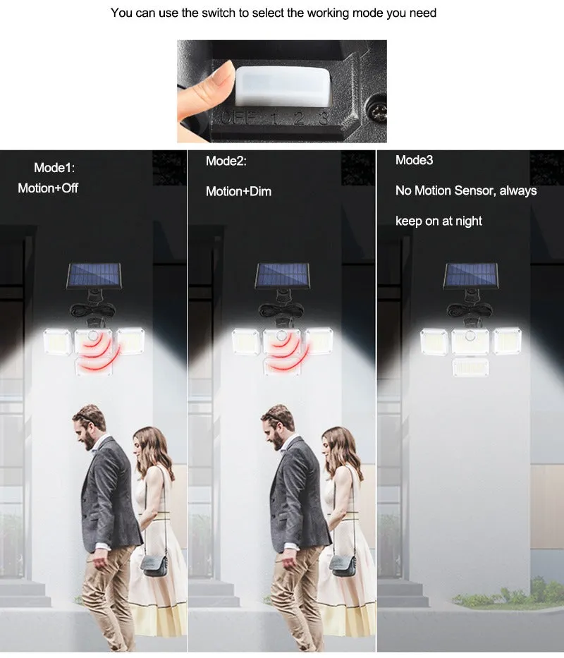 Solar LED Wall Lights Outdoor Split Motion Sensor Light 4 Heads 3 Modes Solar Lamp |