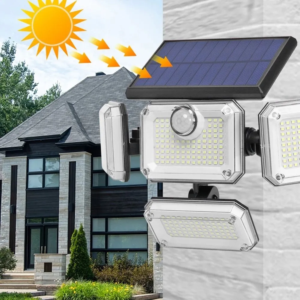 Solar LED Wall Lights Outdoor Split Motion Sensor Light 4 Heads 3 Modes Solar Lamp |
