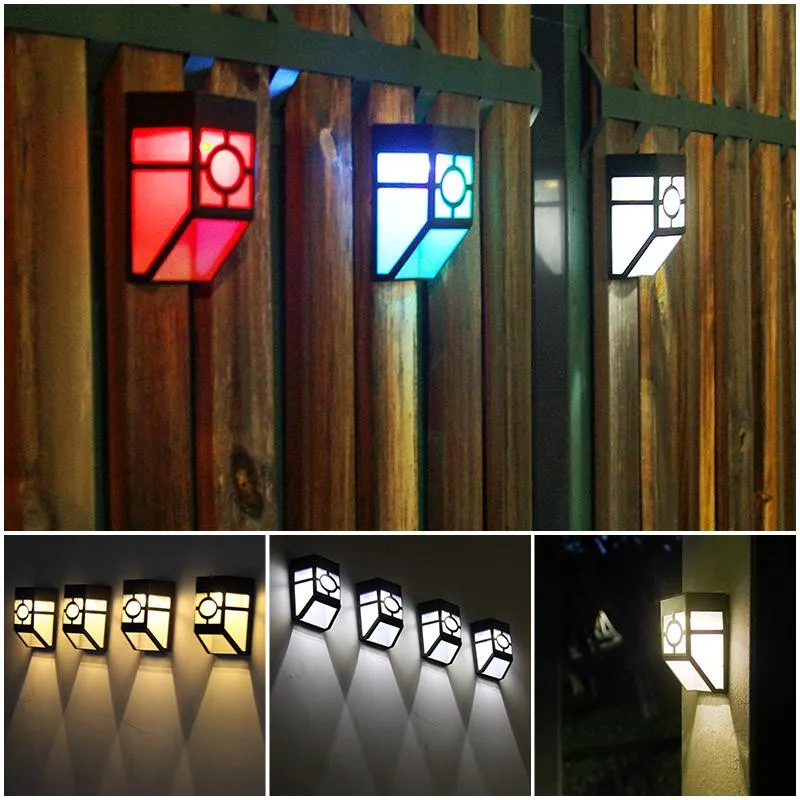 Solar Lights Outdoor, 2Modes Decorative LED Solar Fence Lights Waterproof, Solar Deck Lights for Deck, Fence, Patio, Yard, Pathway, Front Door, Warm White/Multicolour Changing