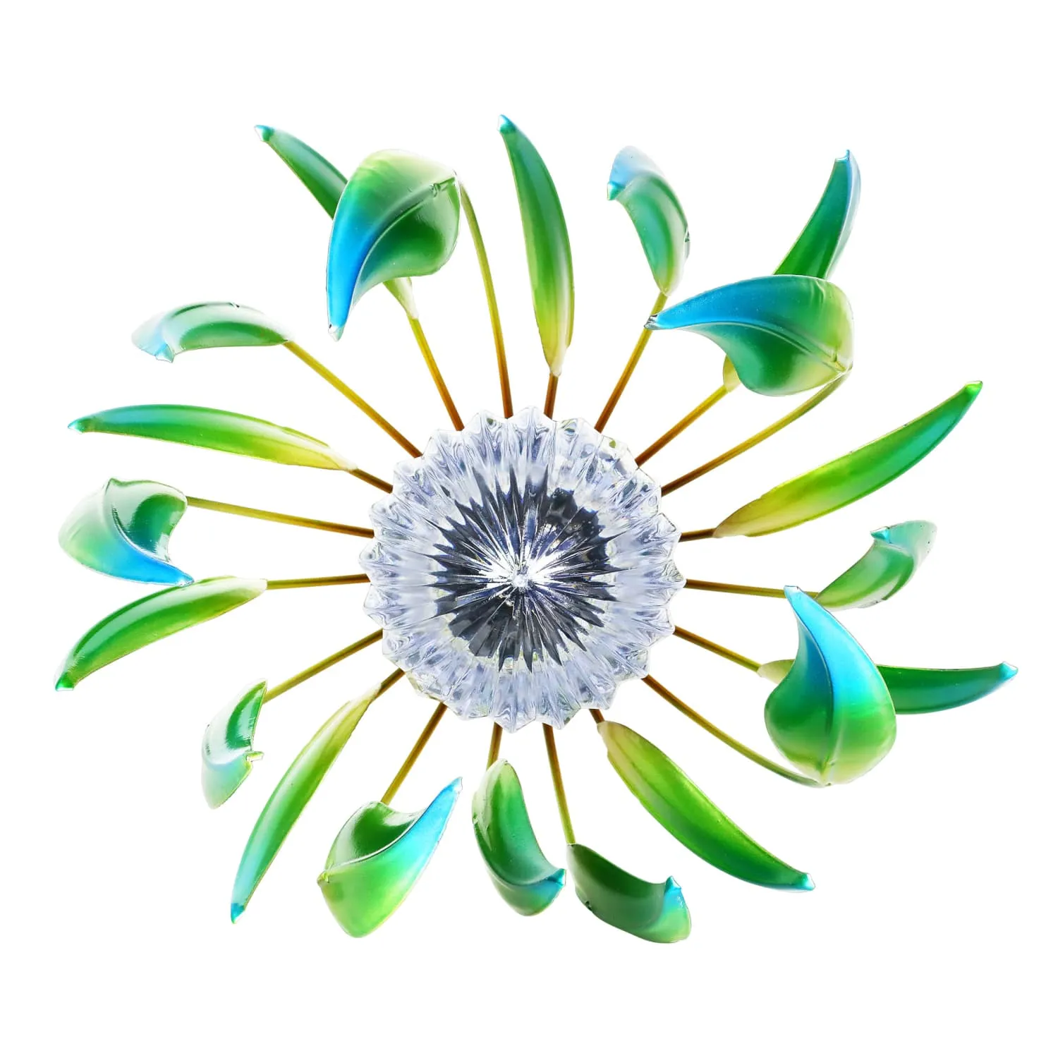 Solar Metal Green Spinning Flower Stake with LED Crackle Ball, 10 by 42 Inches