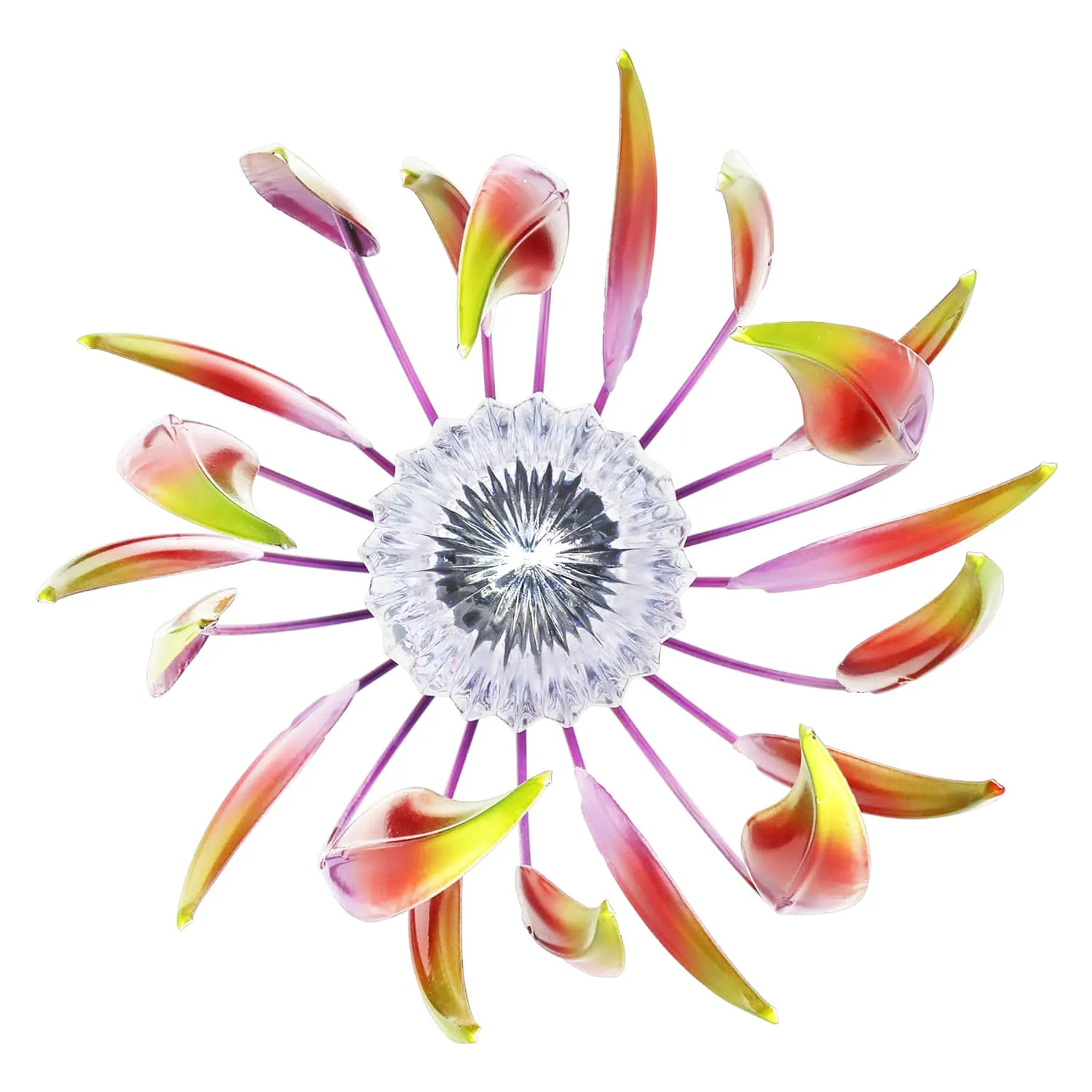 Solar Metal Red Spinning Flower Stake with LED Ball, 10 by 42 Inches