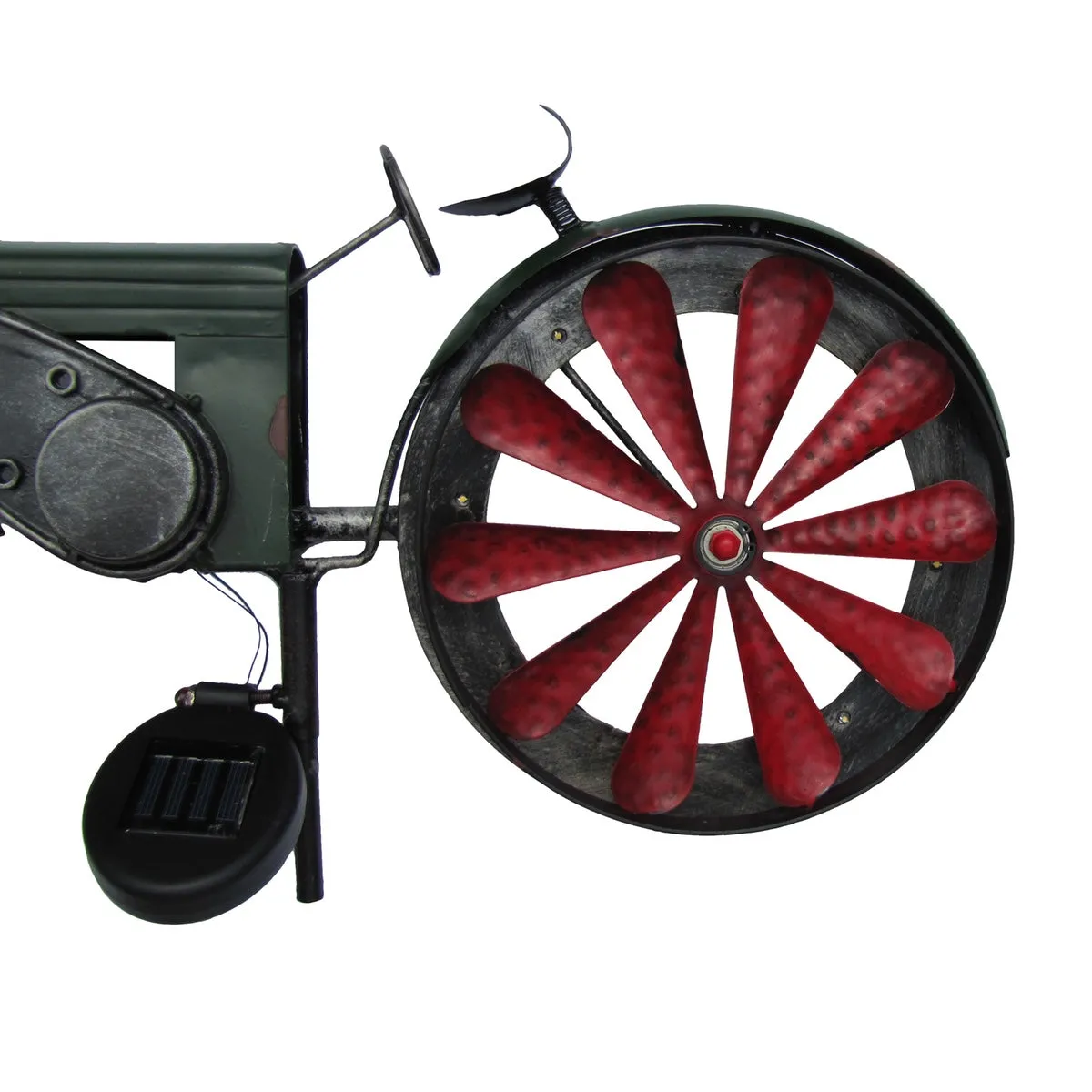 Solar Powered LED Light Garden Tractor Wind Spinner Lawn Ornament