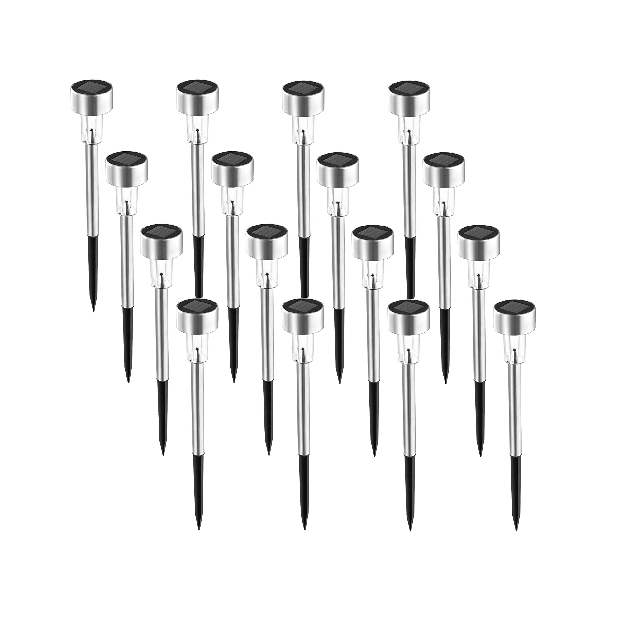 Solpex Solar Outdoor Pathway Lights| Garden LED for Landscape| Patio| Lawn| Patio | Driveway-Cool White |16 Units |Stainless Steel