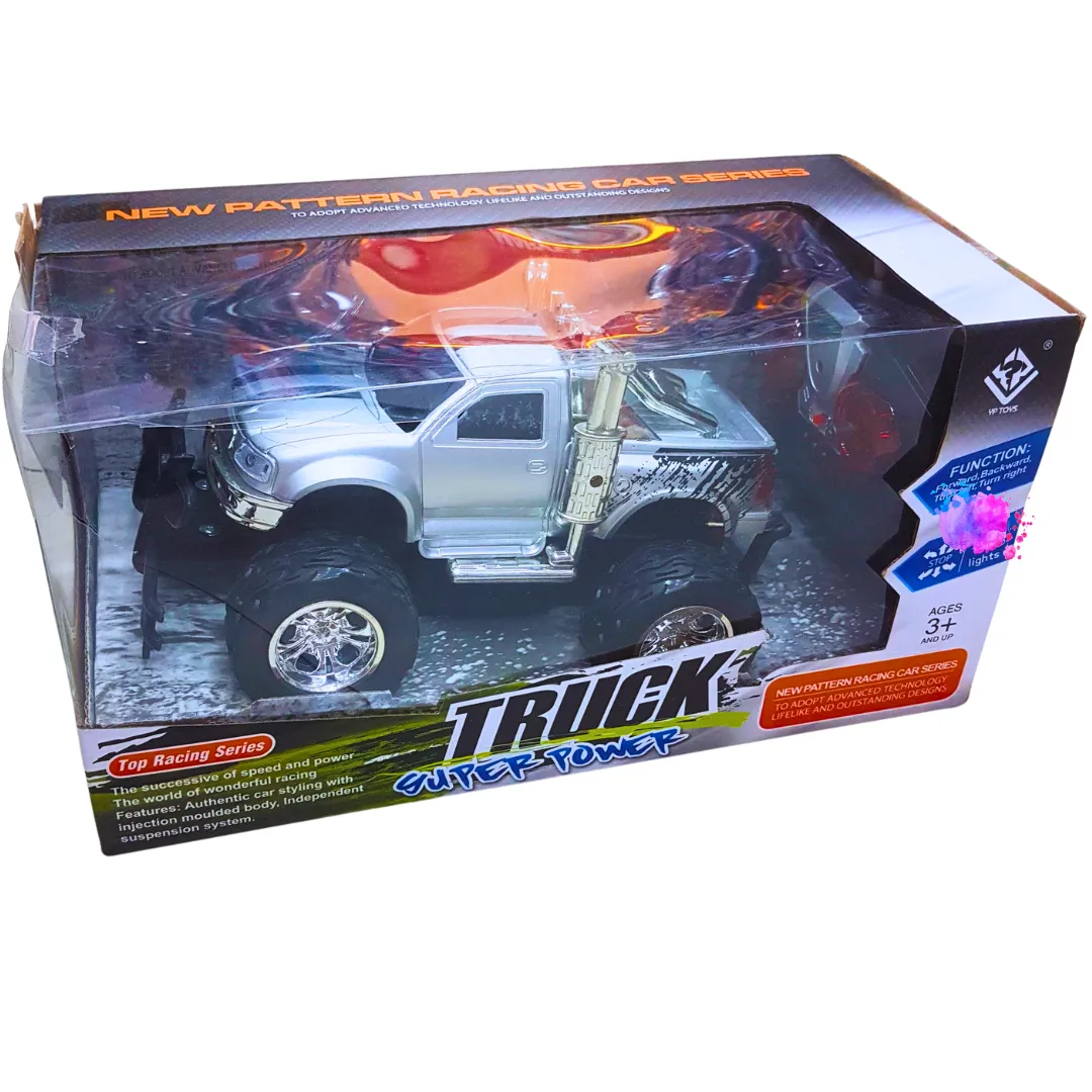 Super Power Silver Racing Truck Toy with Lights and Sounds - Sleek Design for Kids Aged 3 