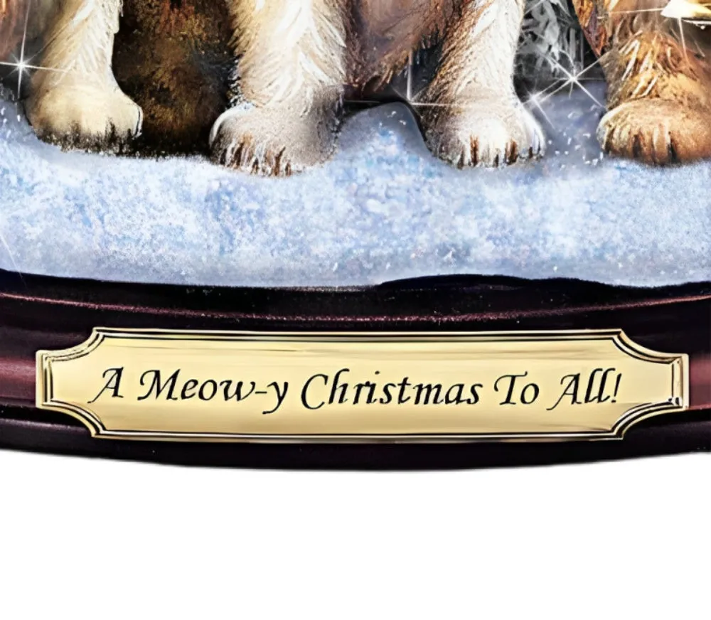 The Bradford Exchange A Meow-y Christmas To All Tabletop Christmas Tree With Singing Jingle Cats Hand-Cast Kitten Sculptures Christmas Decoration by Jurgen Scholz 12-Inches