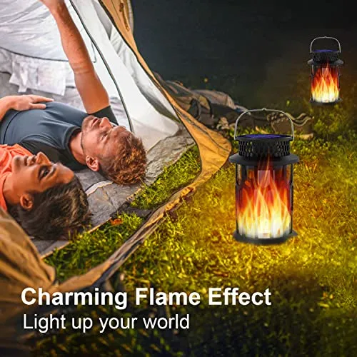 Topmante Solar Lanterns Outdoor Waterproof Flickering Flame Solar Lantern LED Hanging Lanterns Decorative Outdoor Solar Lights for Garden,Patio,Yard,Pathway 2Pack