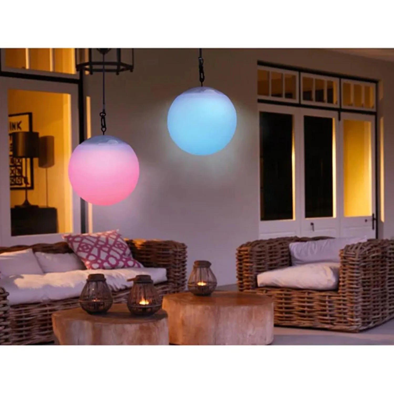 Transform Your Outdoor Oasis with the LED Hanging Ball - Solar and DC Powered, 16 Colours